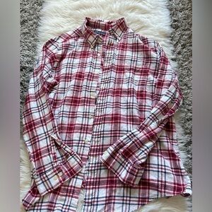 Red & White Plaid Button-Down Shirt